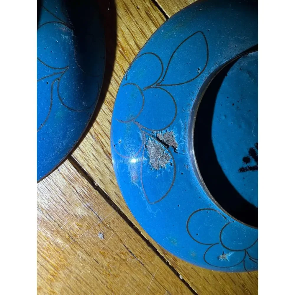 Vintage Dragon Cloisonne Trinket Dishes Estate Chinese - set of 3